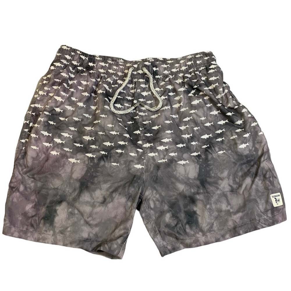 THE ENDLESS SUMMER (XL) Swim Short Gray White Fish All-Over Print Lined Like New